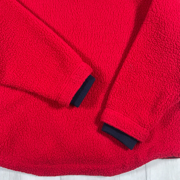 Vintage L.L Bean Men's Large Outdoors Red Sherpa Fleece Jacket Full Zip - Picture 10 of 14